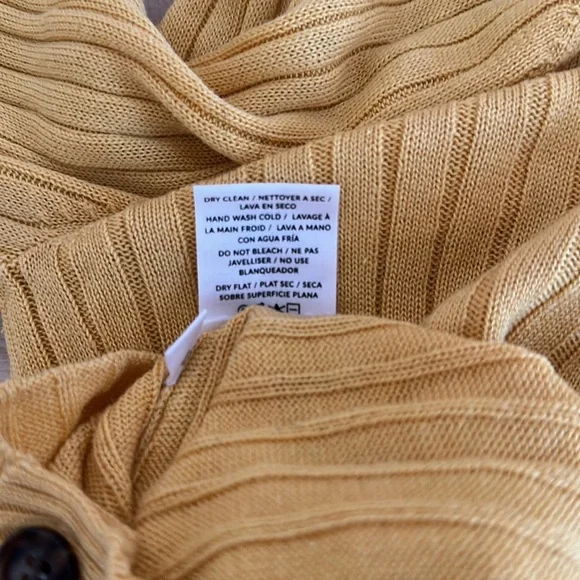 NAADAM SILK CASHMERE RIBBET KNIT SWEATER CARDIGAN ORANGE MUSTARD SIZE MEDIUM - Picture 5 of 5